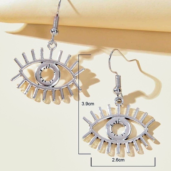 Any 2/$20! Silver Evil Eye Drop Earrings - Picture 3 of 5